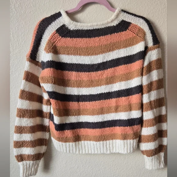 Madewell Balloon Sleeve Sweater ir Stripe Mix Women's Size XxS Wool Blend#84 - Picture 5 of 9
